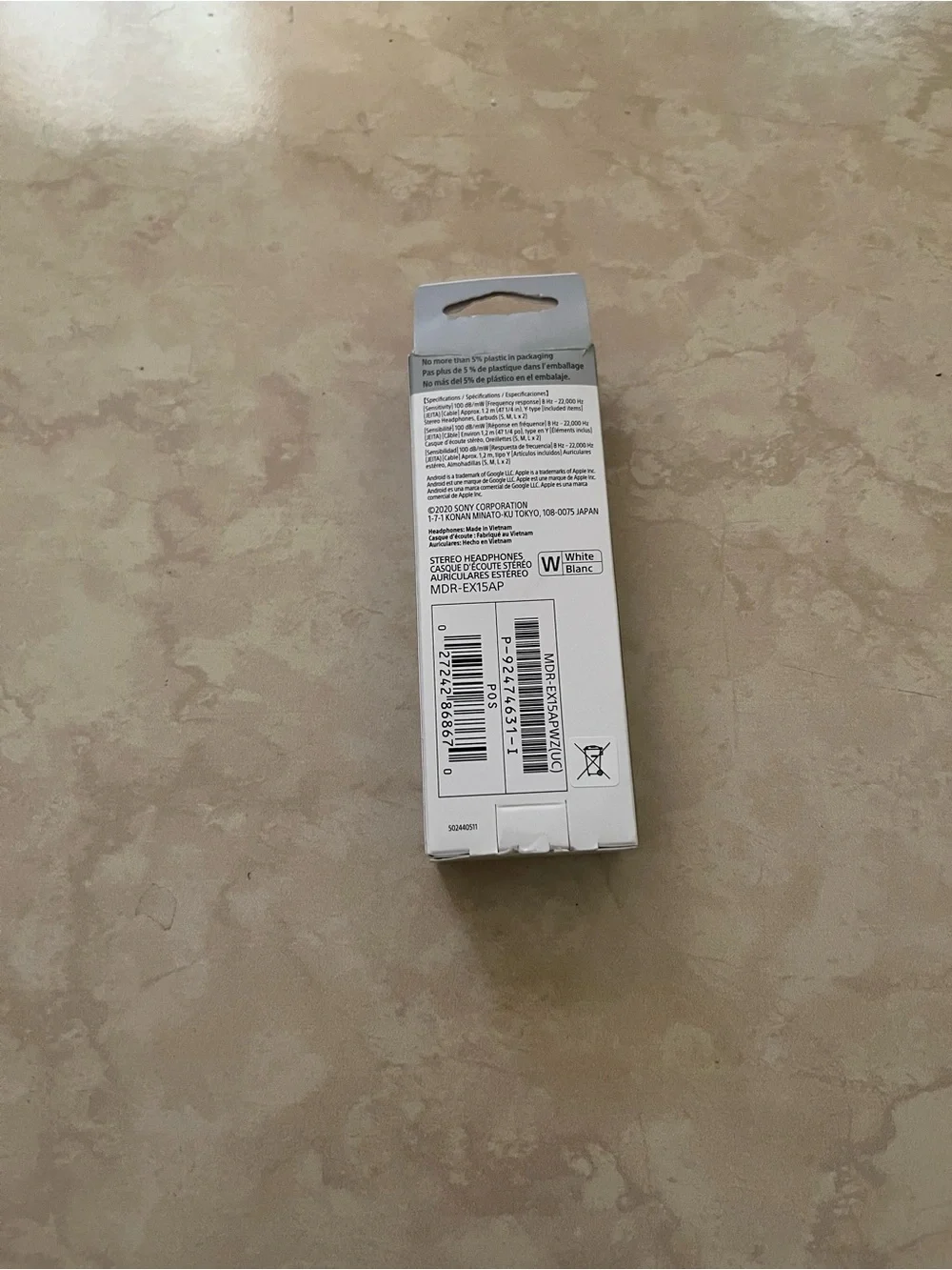 Sony White In-Ear Earbud Headphones with Inline Mic